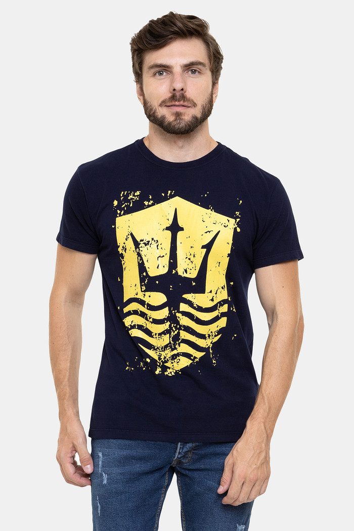 Camiseta Osklen Regular Vintage Brasão Azul Marinho