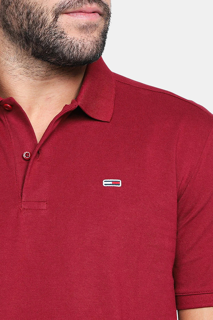 Camisa Polo Tommy Jeans Masculina Classica Slim Vinho