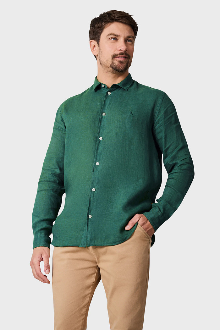 Camisa Reserva ML Linho Puro Básico Verde