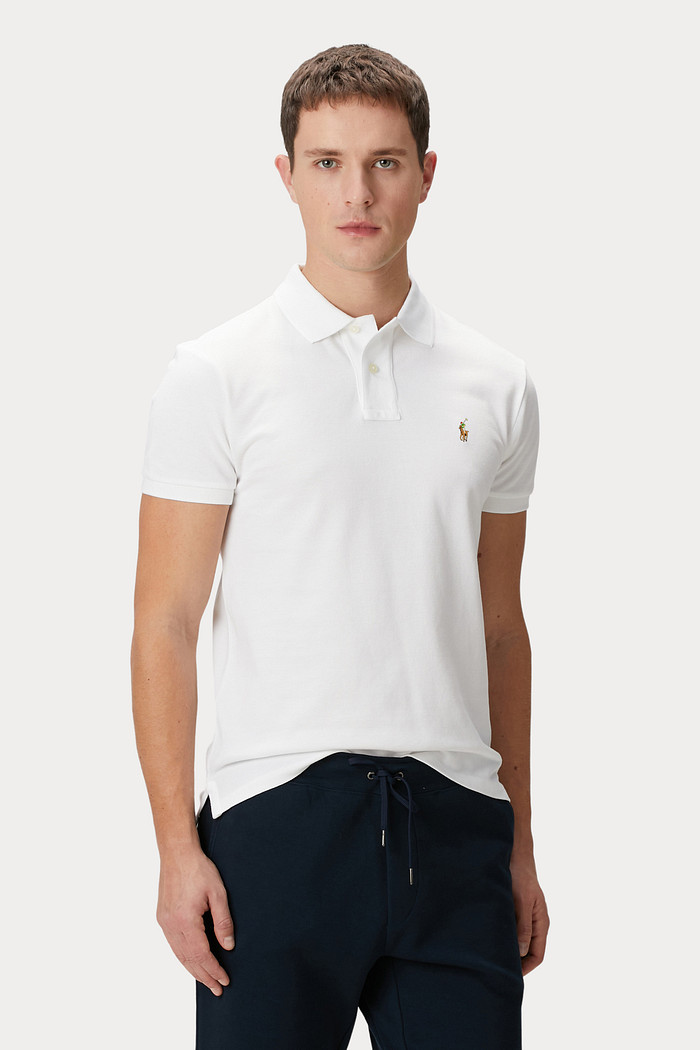 Camisa Polo Ralph Lauren Custom Fit Masculina Icon Colored Branca
