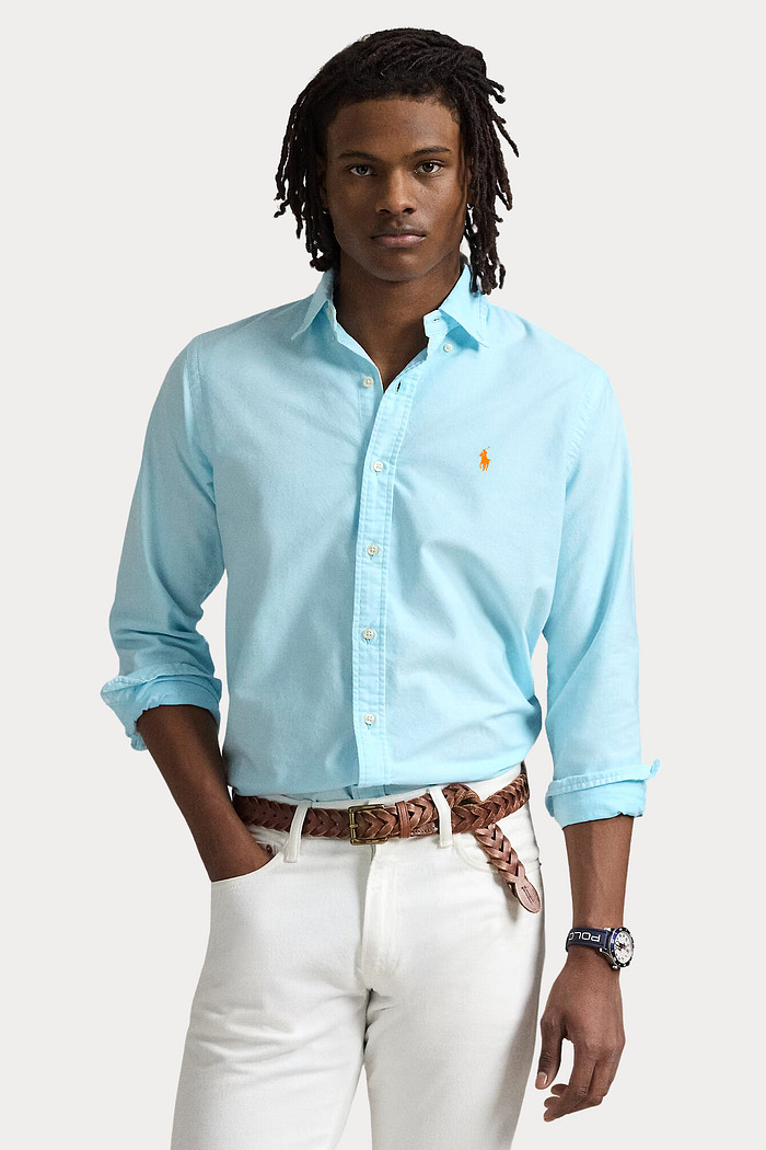 Camisa Ralph Lauren Masculina Sarja Azul Claro