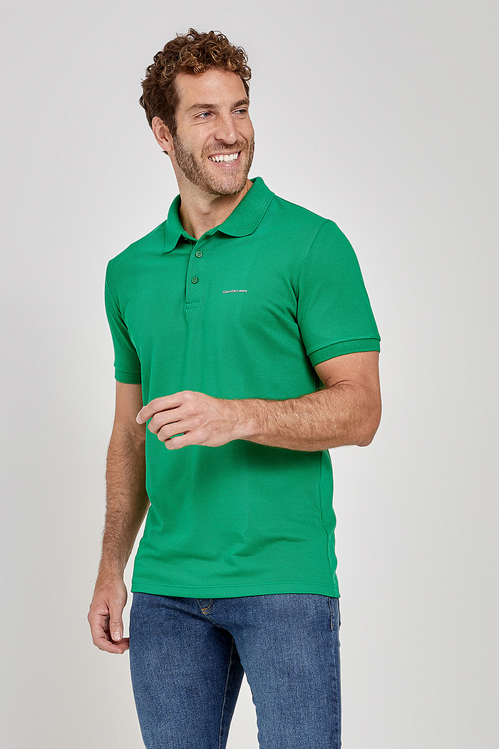 Camisa Polo Calvin Klein Jeans Masculina Slim Fit Verde