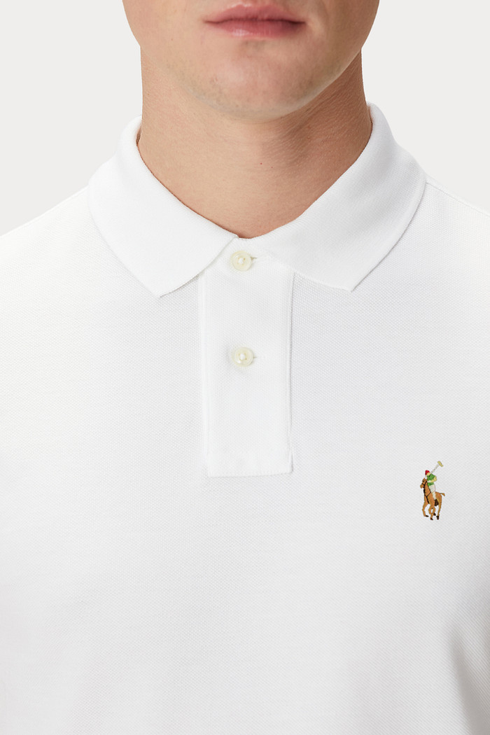 Camisa Polo Ralph Lauren Custom Fit Masculina Icon Colored Branca