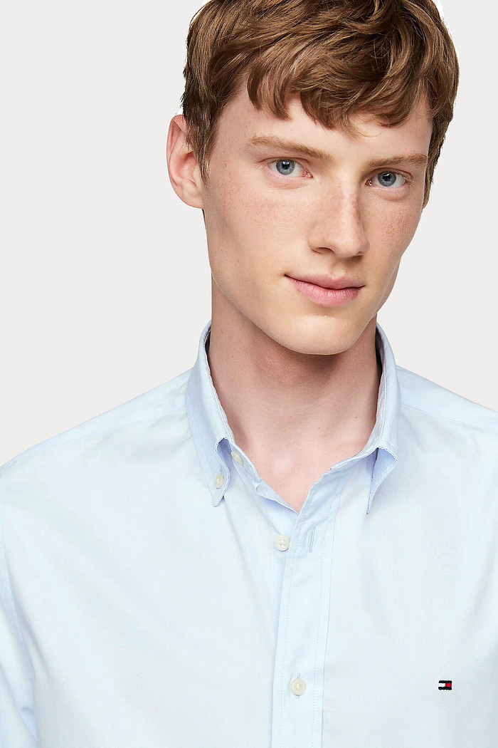 Camisa Tommy Hilfiger Regular Fit Tricoline Azul Claro