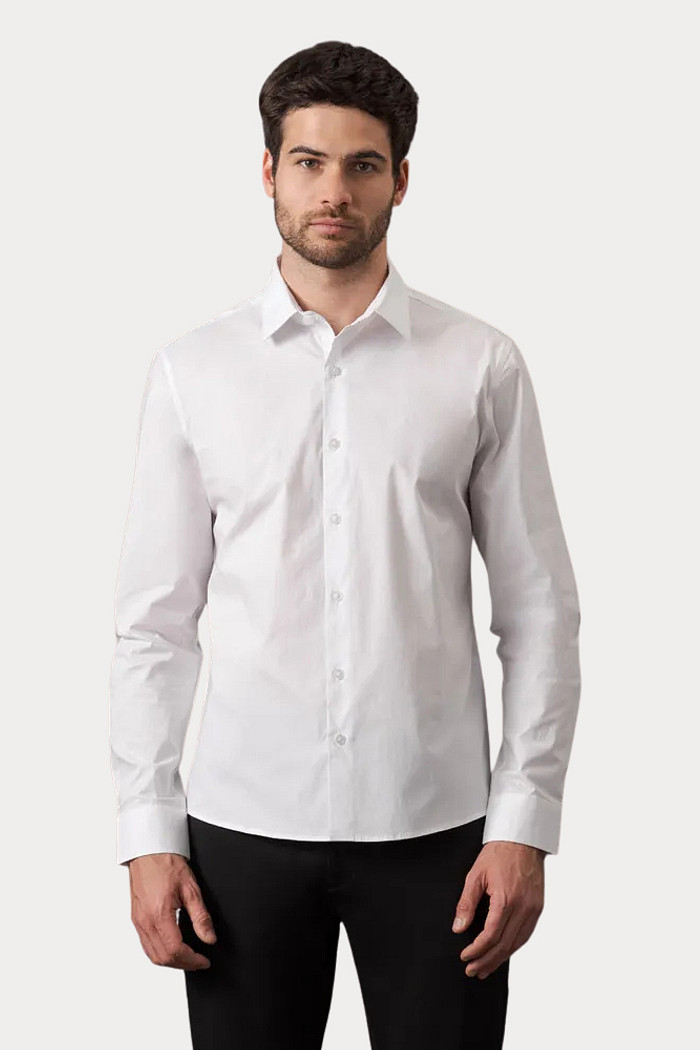 Camisa Calvin Klein Jeans Slim Fit Logo Básico CK Branca