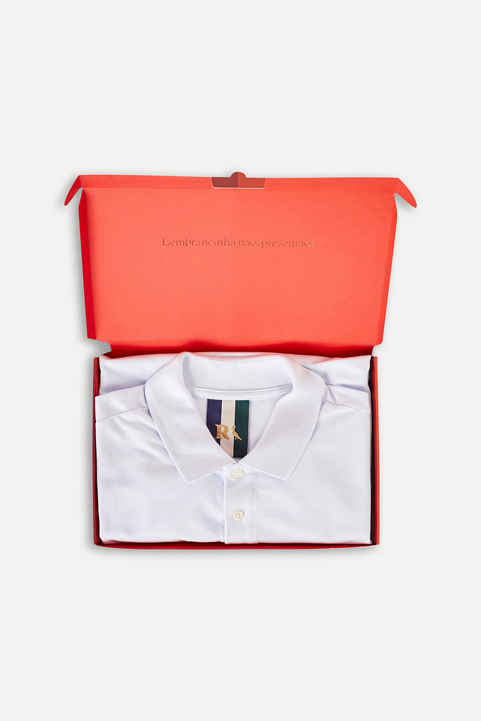 Camisa Polo Reserva Piquet Pica-Pau Verde Kit Gift Branca