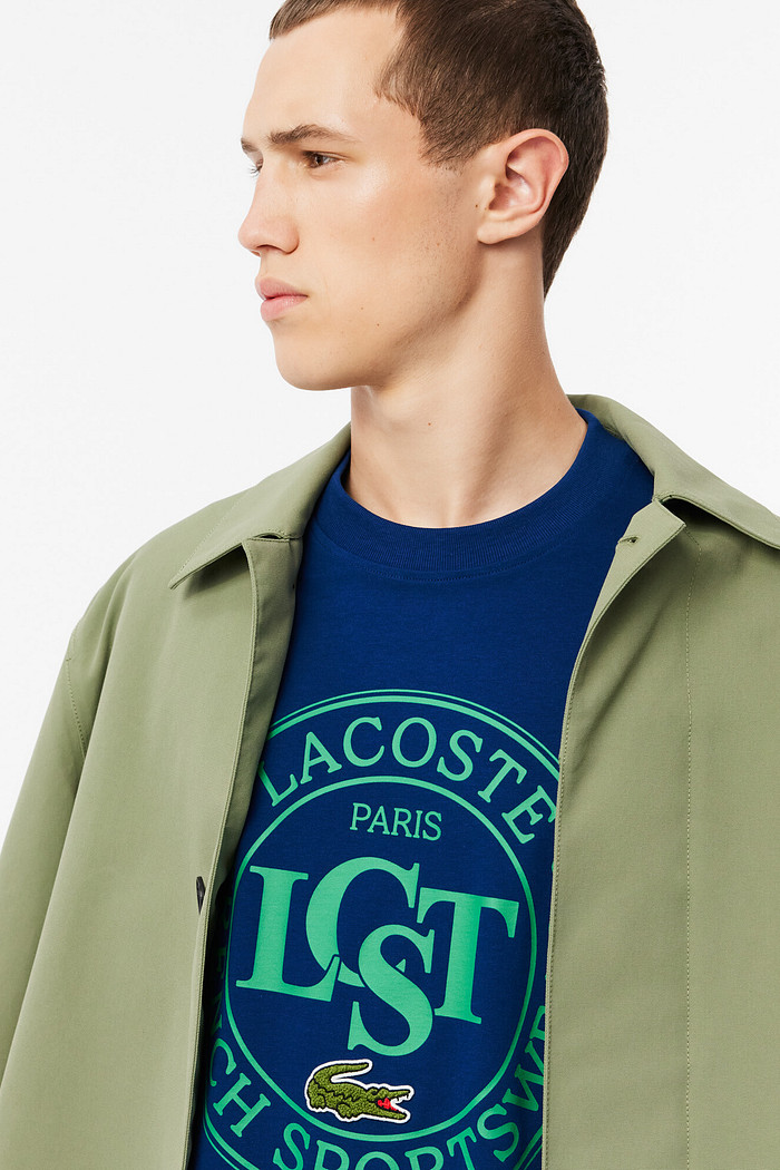 Camiseta Lacoste Classic Fit Paris French Sportswear Azul Marinho