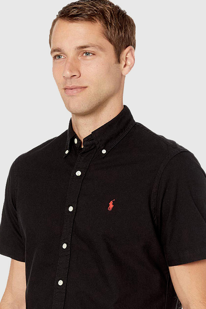 Camisa Ralph Lauren Manga Curta Red Icon Popeline Preta