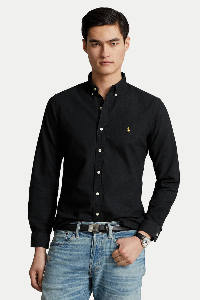 Camisa Ralph Lauren Custom FIt Sarja Golden Icon Preta