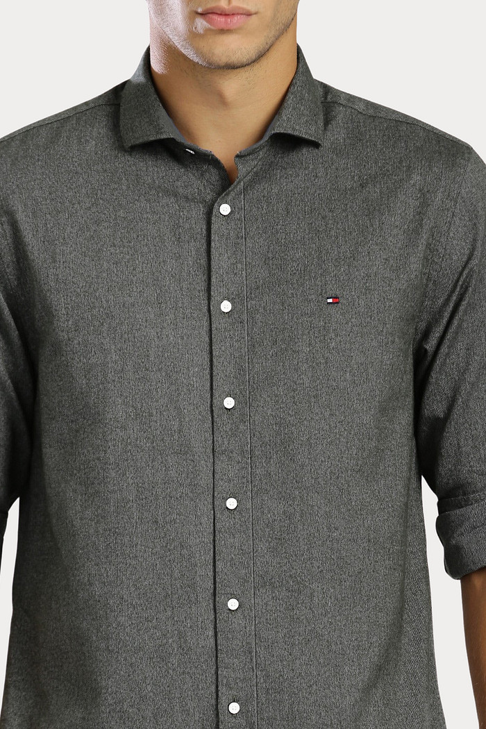 Camisa Tommy Hilfiger Regular Fit Cotton Oxford Cinza