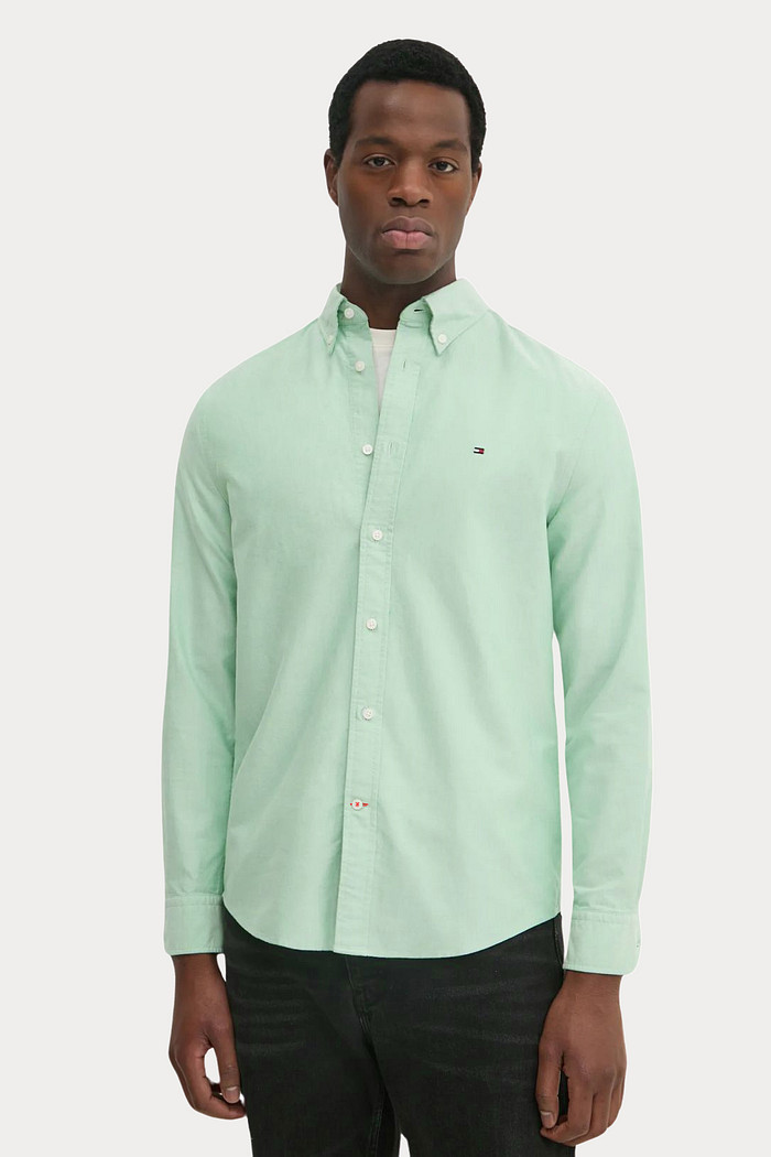 Camisa Tommy Hilfiger Regular Oxford Verde Claro