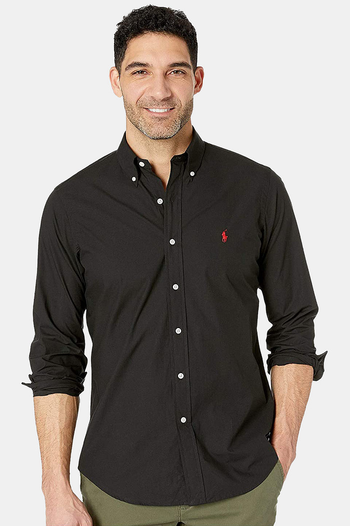 Camisa Ralph Lauren Custom Fit Red Icon Oxford Preta