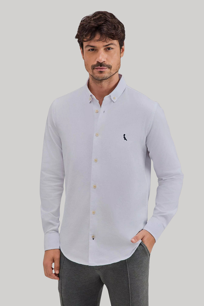 Camisa Reserva Masculina ML Regular Sport Oxford Branca Frente