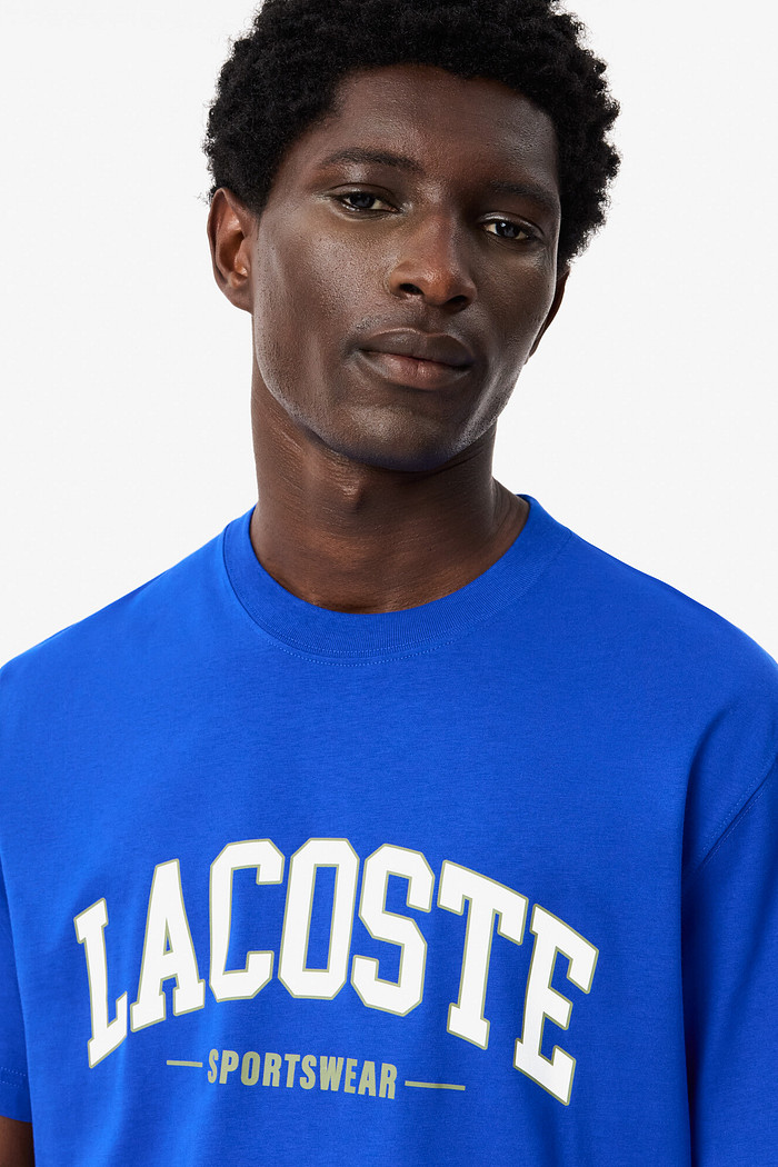 Camiseta Lacoste Classic Fit Sportswear Estampada Azul