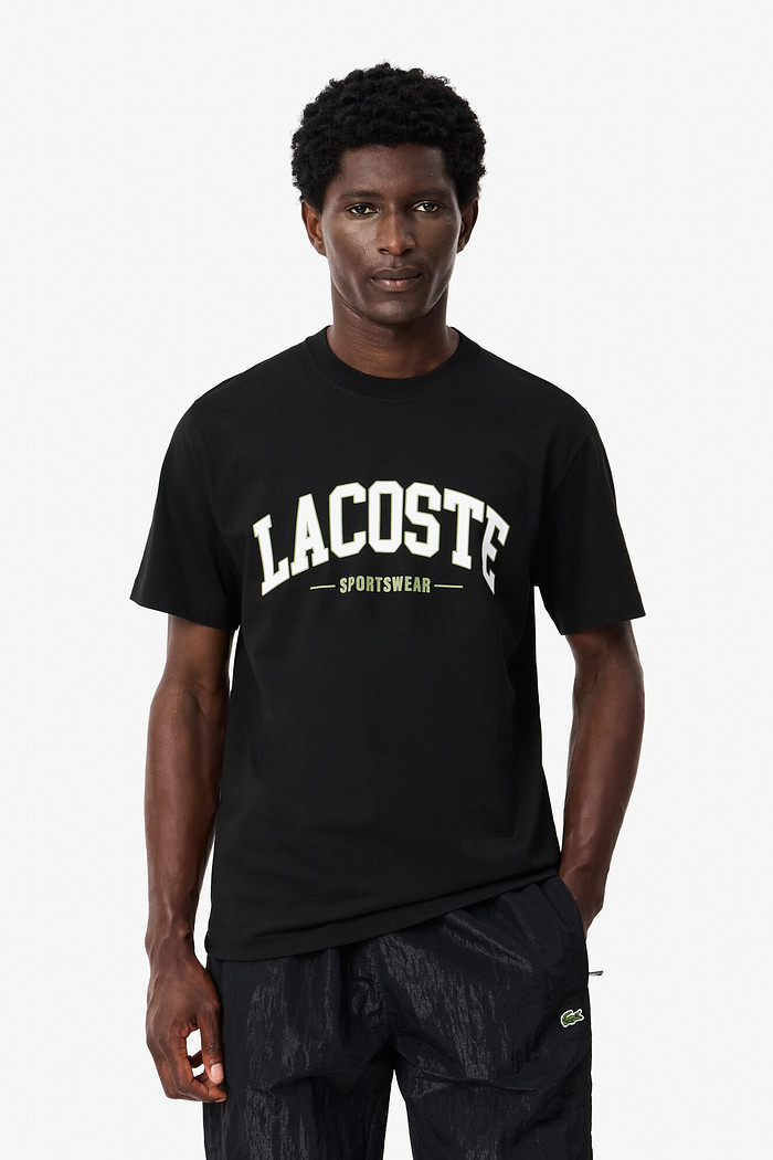 Camiseta Lacoste Classic Fit Sportswear Estampada Preta