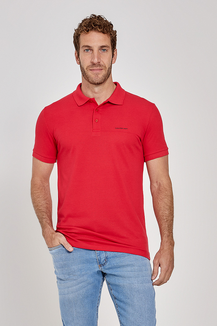 Camisa Polo Calvin Klein Jeans Masculina Slim Fit Vermelho