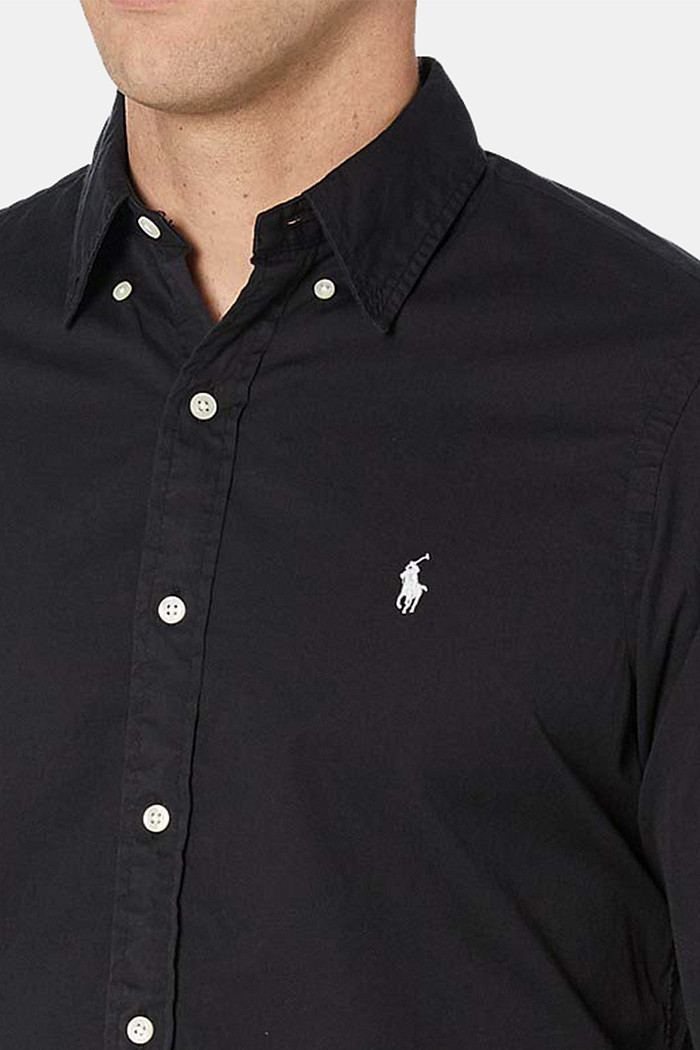 Camisa Ralph Lauren Custom Fit Gray Icon Oxford Preta
