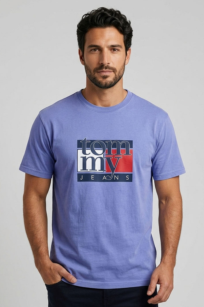 Camiseta Tommy Jeans Slim RWB Flag Azul