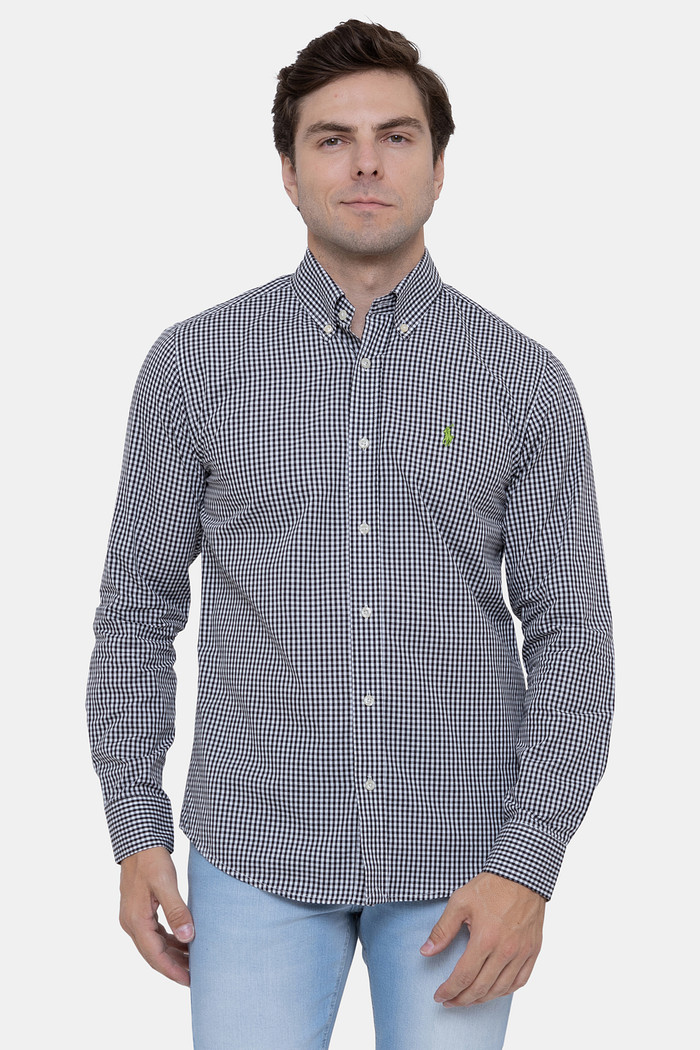 Camisa Ralph Lauren Custom Fit Green Icon Gingham Xadrez Preta