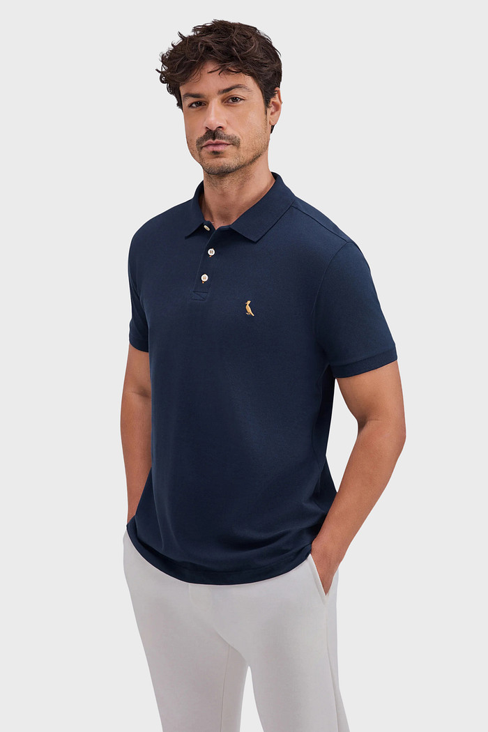 Camisa Polo Reserva Piquet Basica Azul Marinho