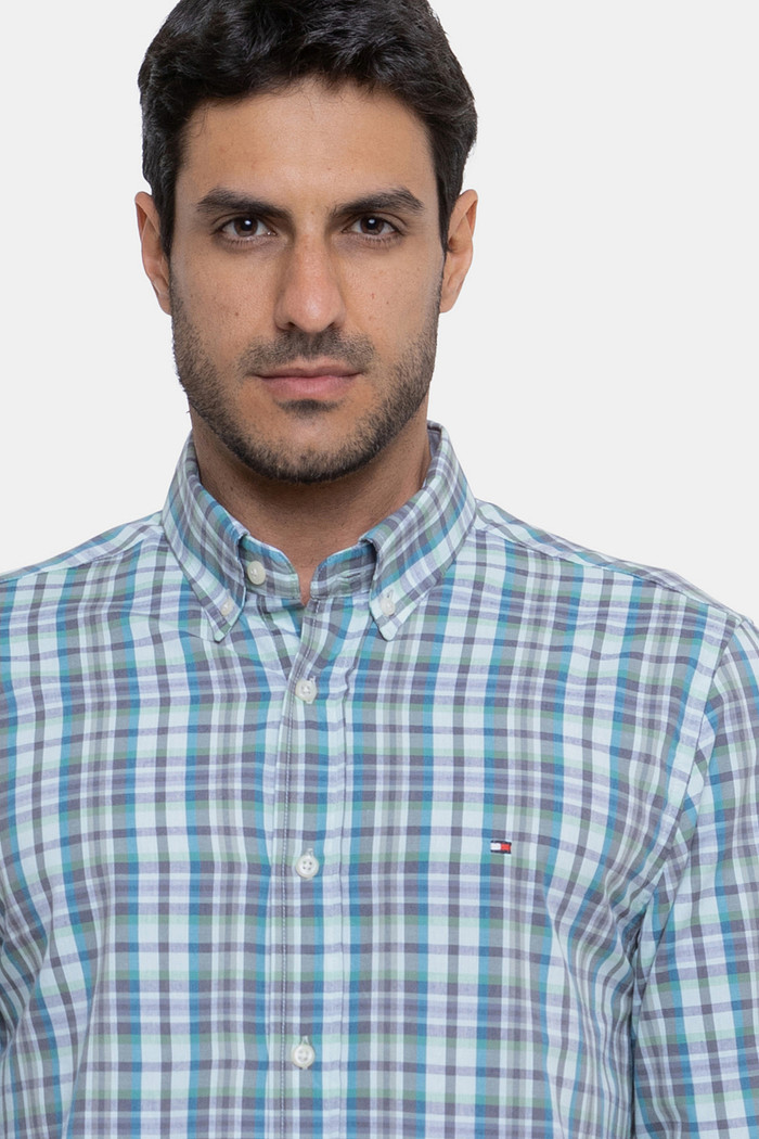 Camisa Tommy Hilfiger Regular Fit Xadrez Madras Verde
