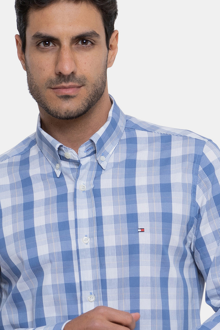 Camisa Tommy Hilfiger Regular Fit Madras Xadrez Azul