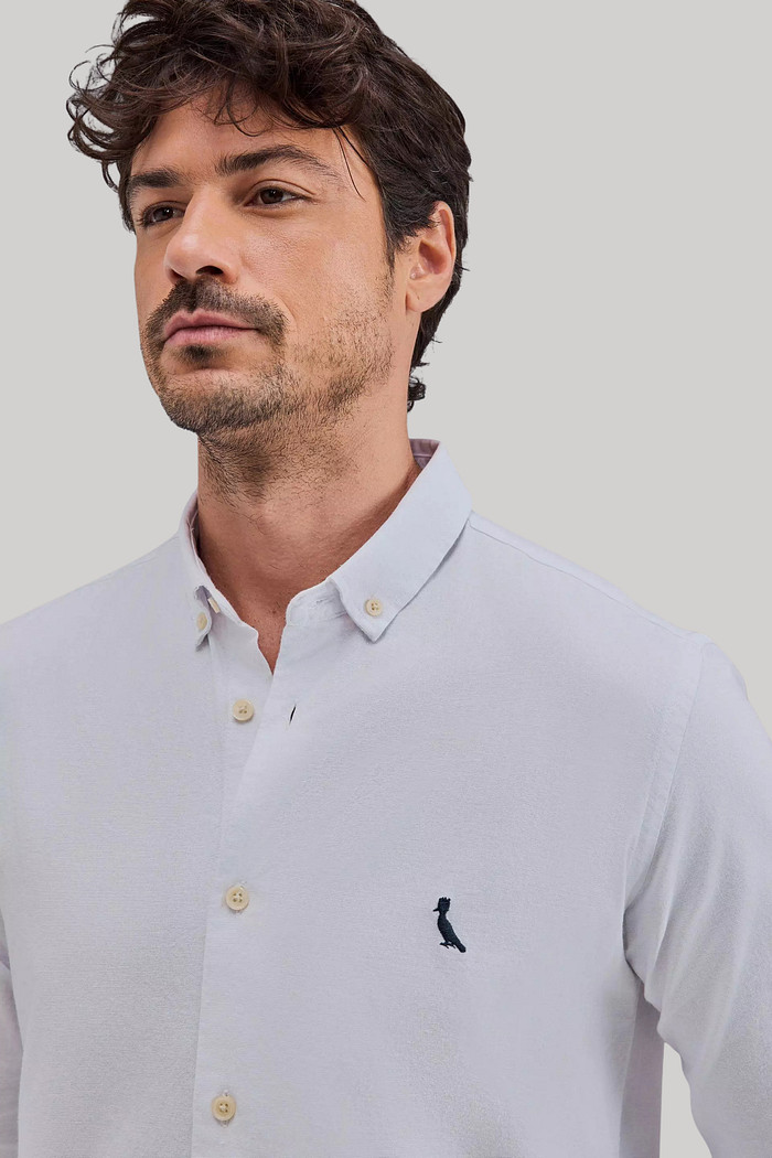 Camisa Reserva Masculina ML Regular Sport Oxford Branca Aproximada