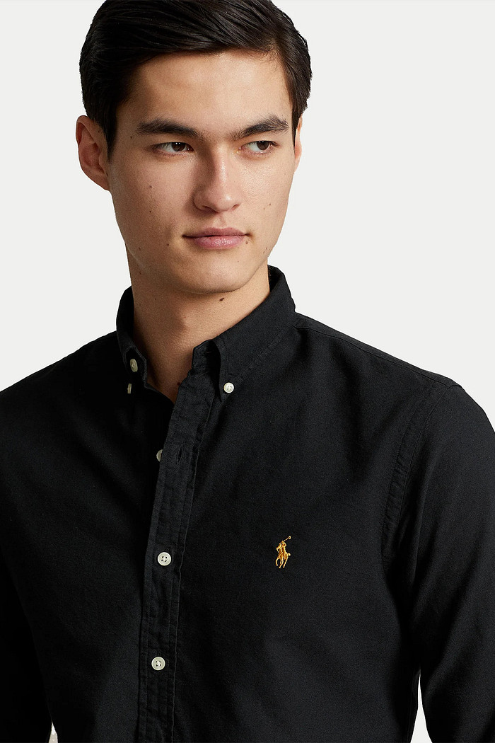 Camisa Ralph Lauren Custom FIt Sarja Golden Icon Preta