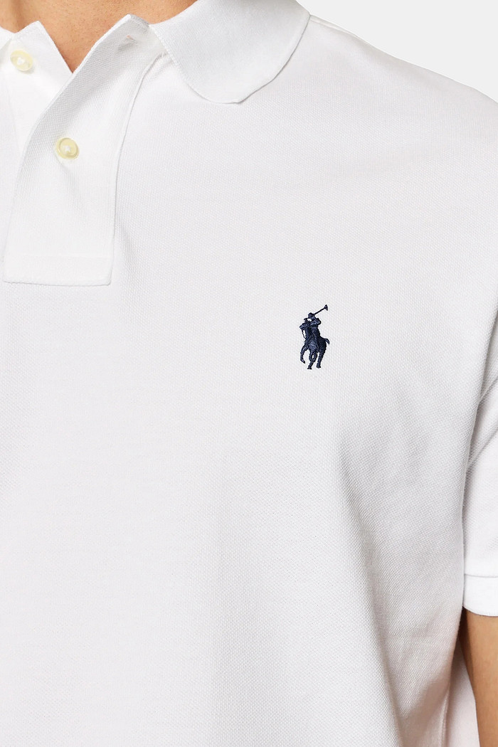 Camisa Polo Ralph Lauren Custom Slim Fit Navy Icon Branca