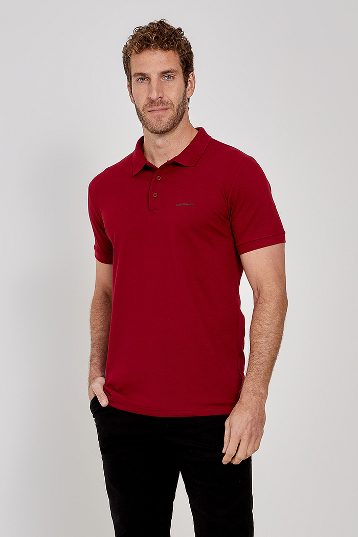 Camisa Polo Calvin Klein Jeans Masculina Slim Fit Vinho Bordô