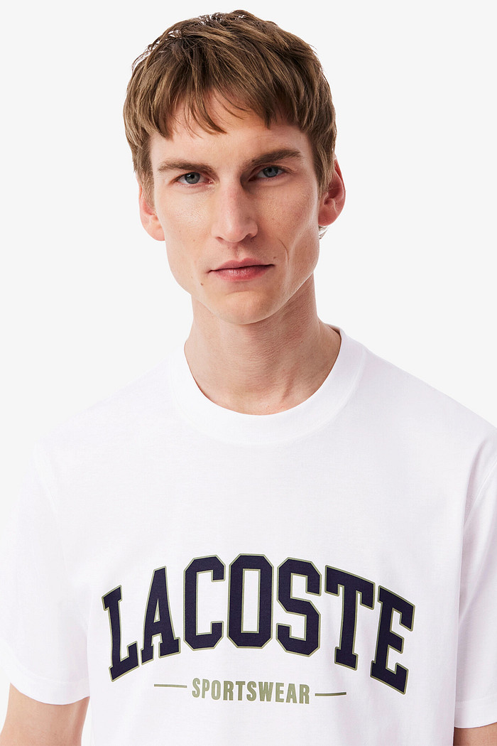 Camiseta Lacoste Classic Fit Sportswear Estampada Branca