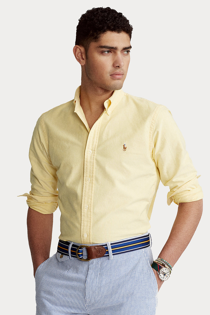 Camisa Ralph Lauren Custom Fit Icon Colored Oxford Amarela