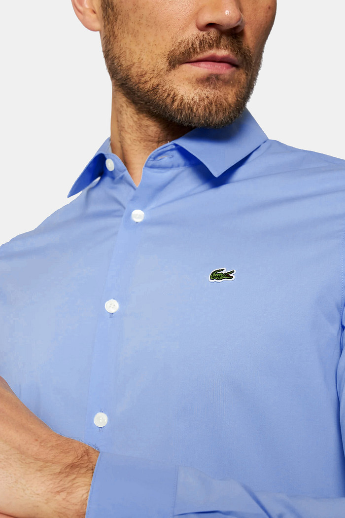 Camisa Lacoste Regular Fit Logo Classic Oxford Azul Céu