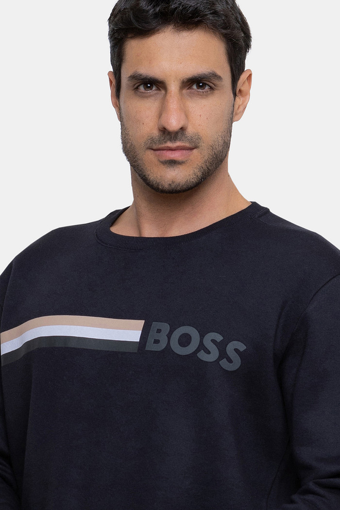 Blusa Moletom Hugo Boss Logo Rubber Preto