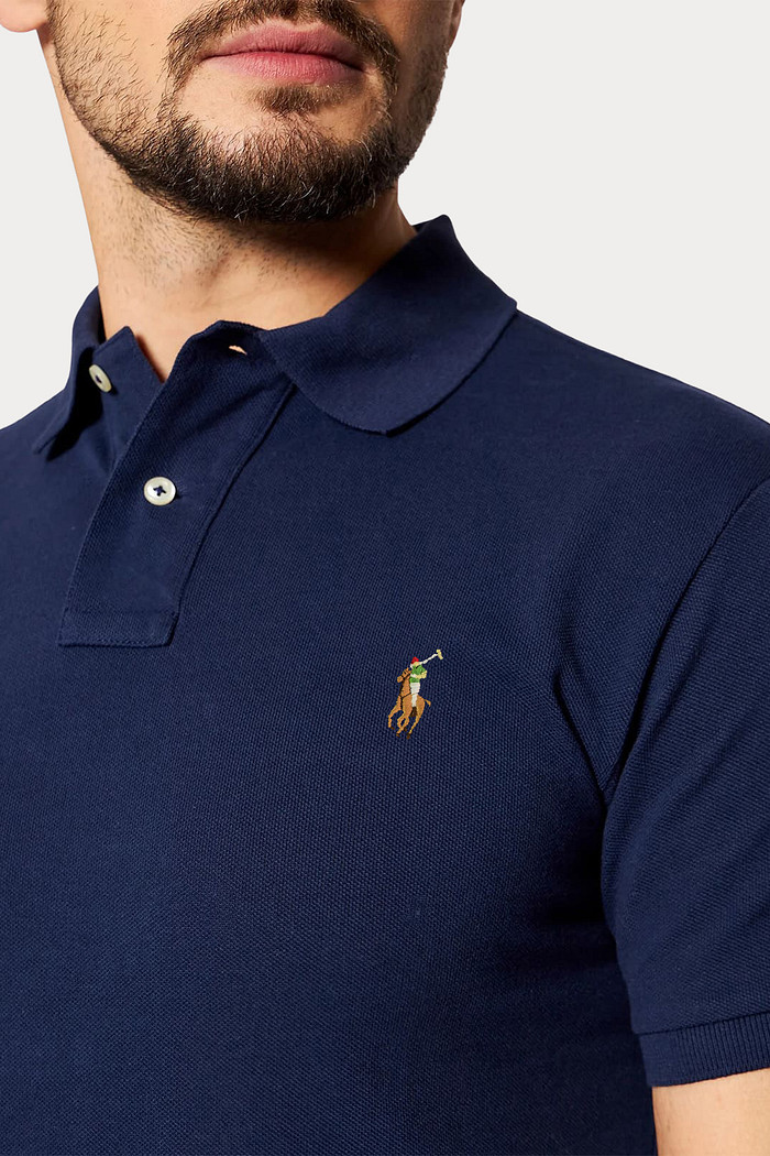 Camisa Polo Ralph Lauren Custom Fit Masculina Icon Colored Azul Marinho