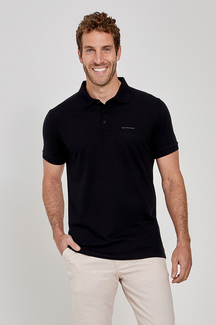 Camisa Polo Calvin Klein Jeans Masculina Slim Fit Preta