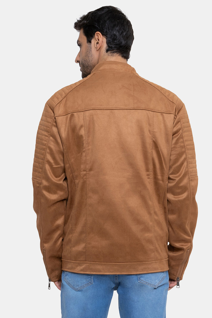 Jaqueta Ralph Lauren Masculina Biker Suede White Icon Ocre