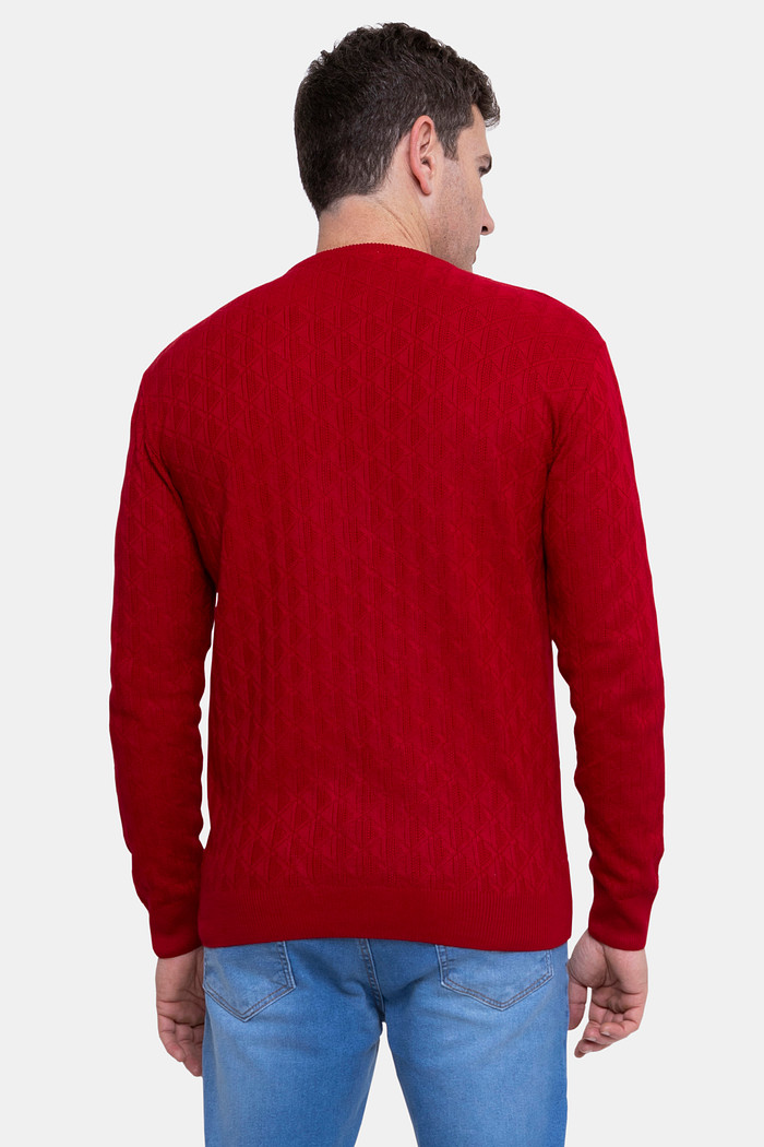 Suéter Tricot Lacoste Masculino Regular Fit Gola Redonda Vermelho