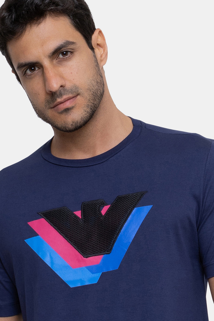 Camiseta Emporio Armani Aguia Waffle Azul Marinho