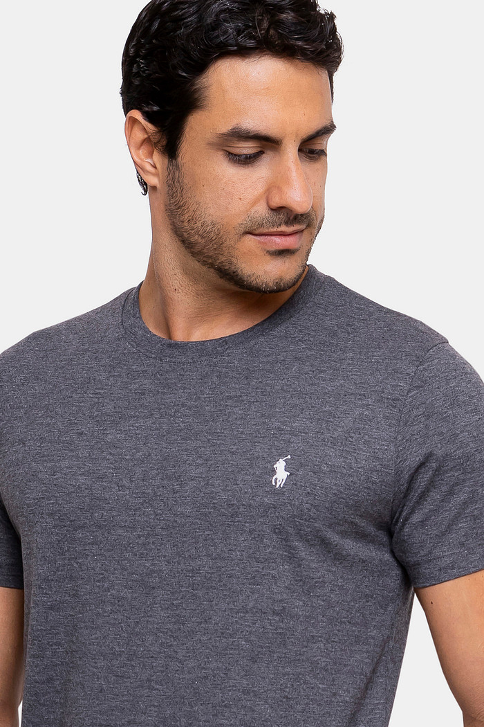 Camiseta Ralph Lauren Custom Slim Fit White Icon Cinza
