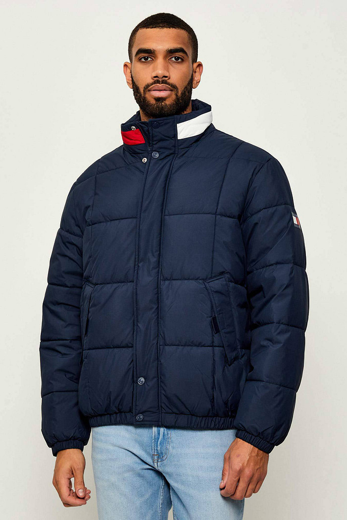 Jaqueta Tommy Jeans Masculina DNA Collar Puffr Azul Marinho Frente