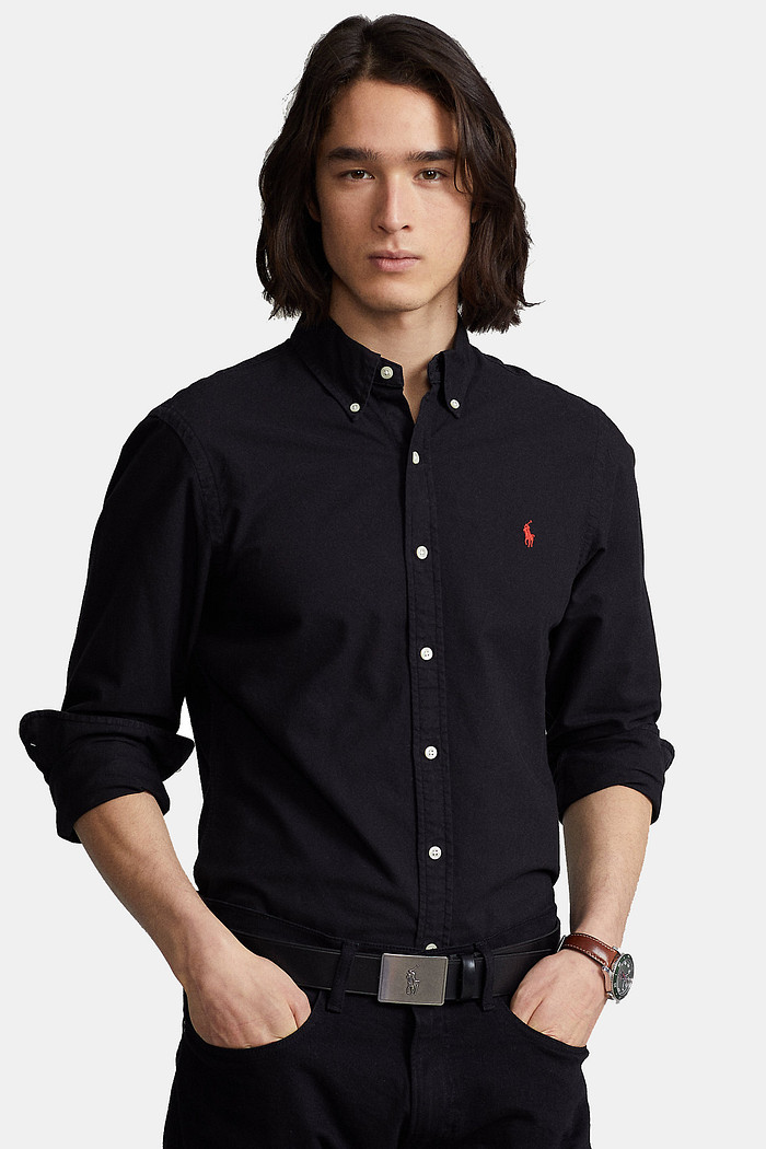 Camisa Ralph Lauren Custom Fit Sarja Red Icon Preta