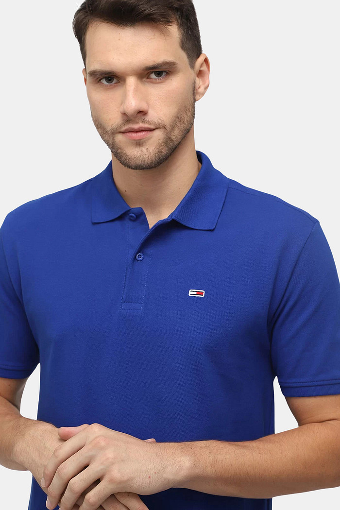 Camisa Polo Tommy Jeans Masculina Classica Slim Azul