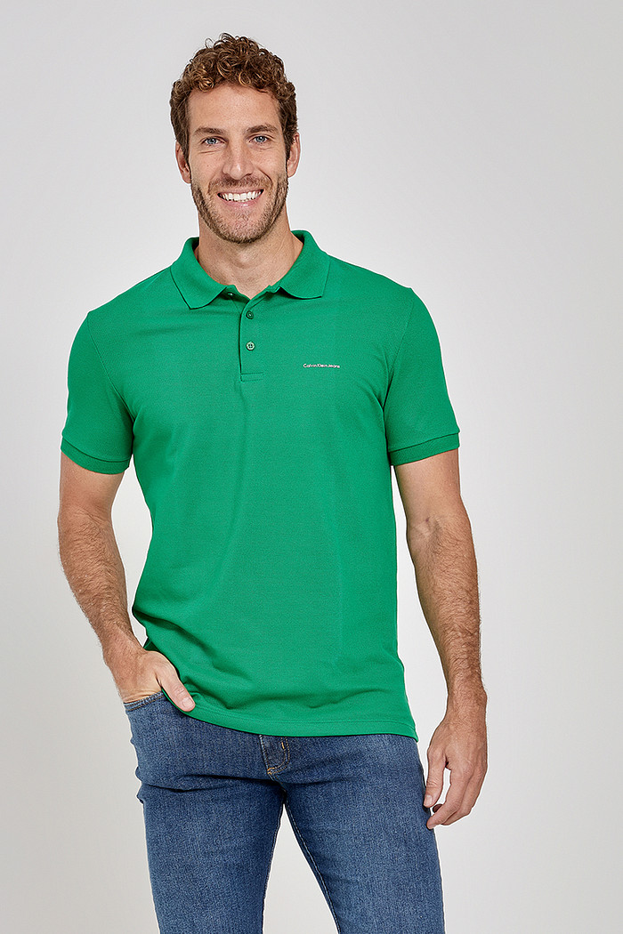Camisa Polo Calvin Klein Jeans Masculina Slim Fit Verde