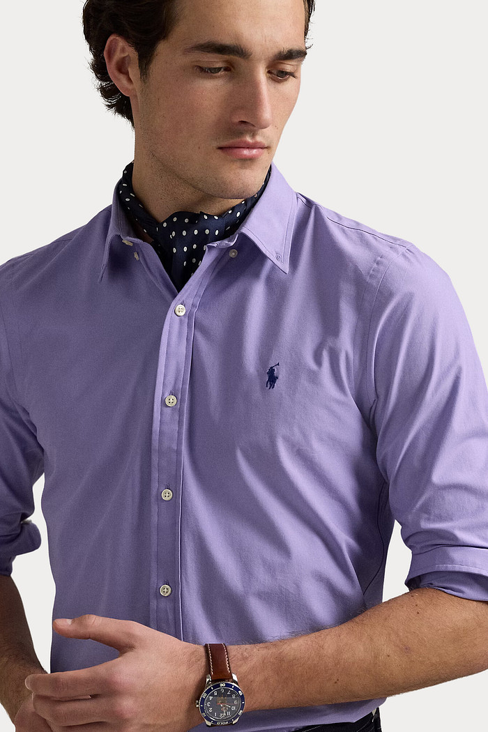 Camisa Ralph Lauren Custom FIt Sarja Navy Icon Lilás