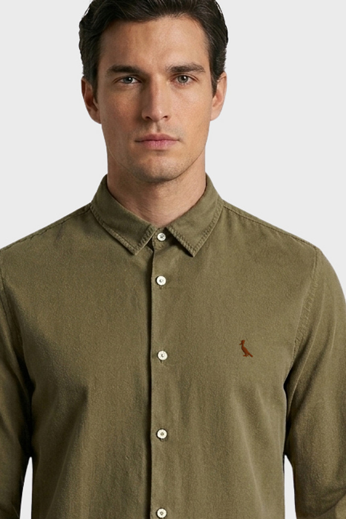 Camisa Reserva Manga Longa Nova Paraty Contraste Verde Musgo