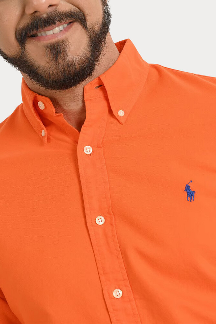Camisa Ralph Lauren Custom FIt Sarja Blue Icon Laranja