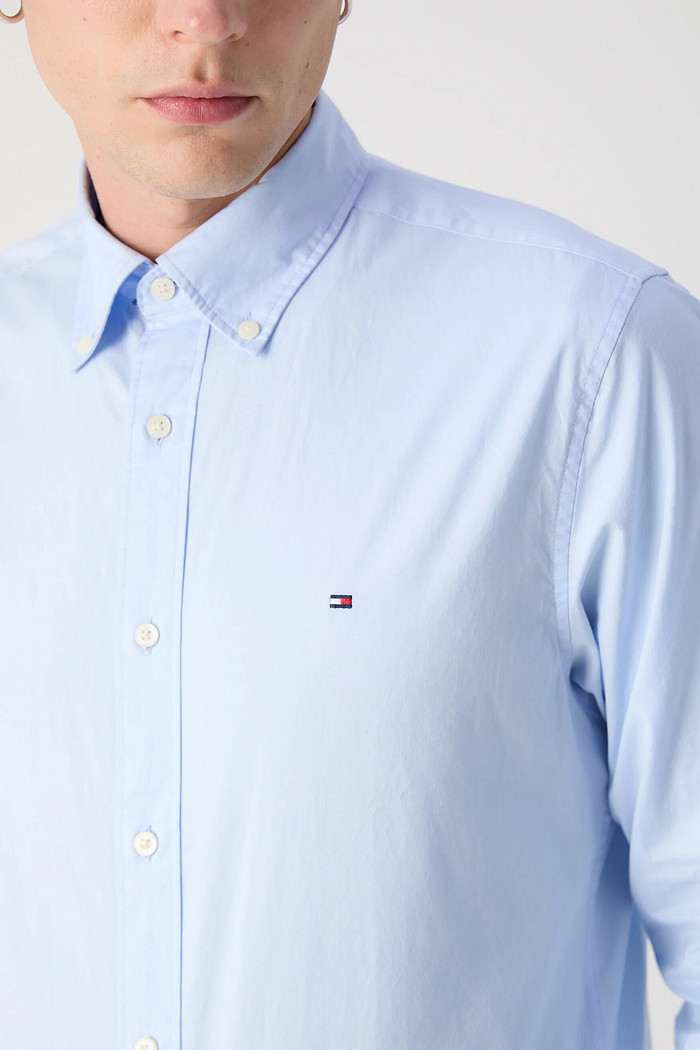 Camisa Tommy Hilfiger Masculina Regular Fit Tricoline Azul Claro