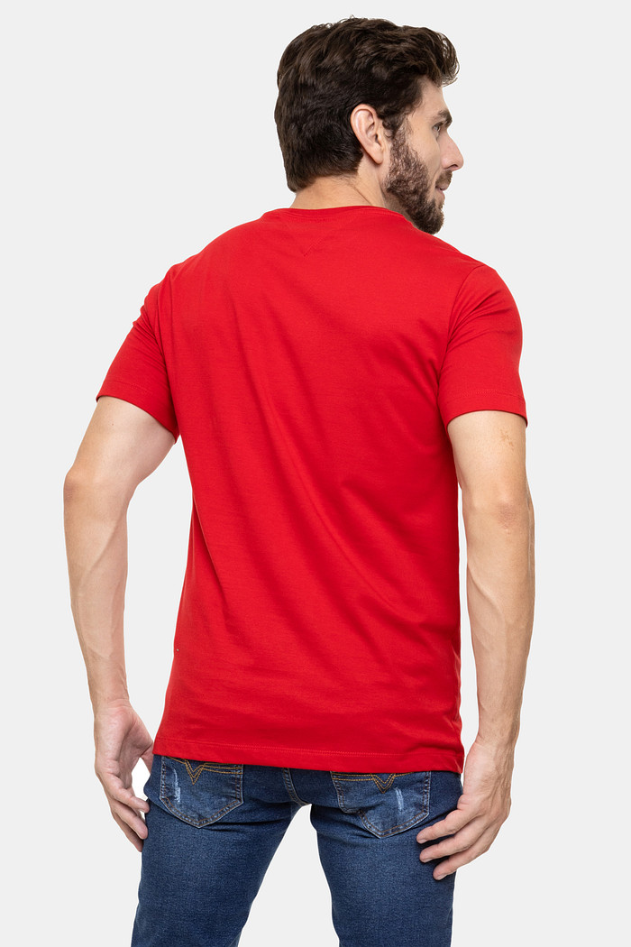 Camiseta Tommy Hilfiger Masculina NY USA Flag Rubber Vermelha