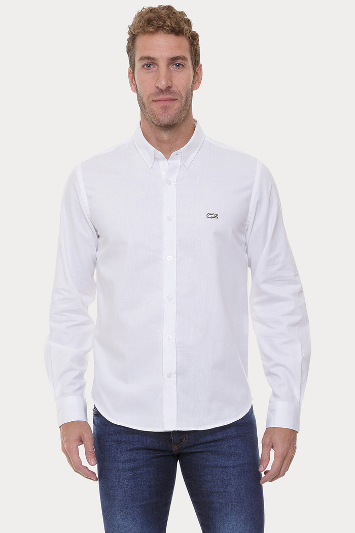 Camisa Lacoste oxford patch manga longa